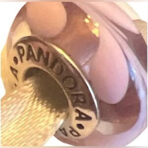 Pandora Pink Swirl Murano Glass Retired Charm 925